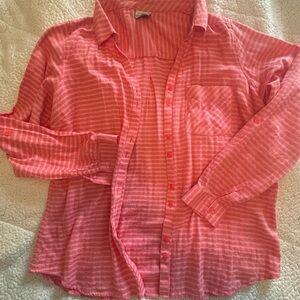 Columbia Women's Pink Striped Button Down Shirt